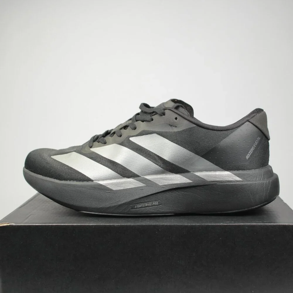 Adidas Adizero EVO SL-SIZE 10US Men-NEW- Core Black / Iron Metallic - JR4888 - Picture 1 of 4